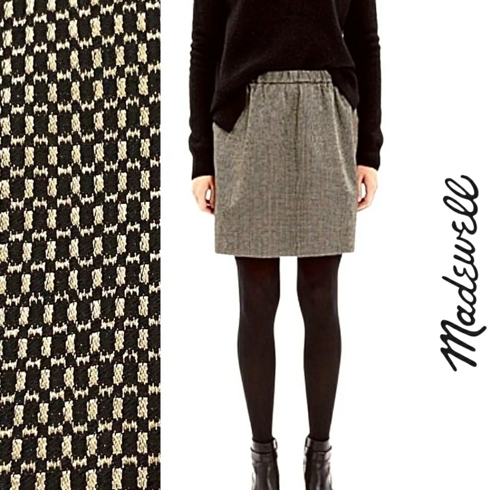 Madewell Jacquard Metallic Party Gold & Black Mini Skirt - Size XS